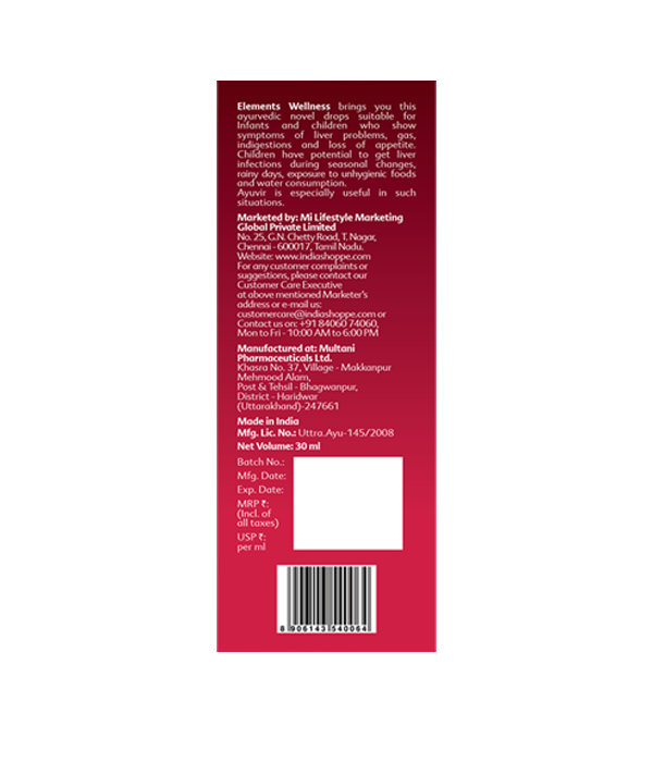 Elements Wellness Ayuvir Drops (30ml) - Image 2