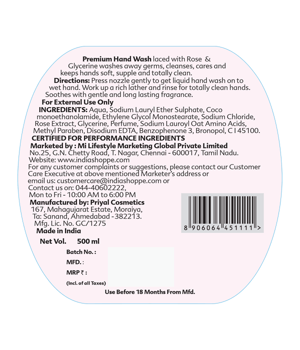Elements Wellness Moisturising Hand Wash (500 ml) - Image 2