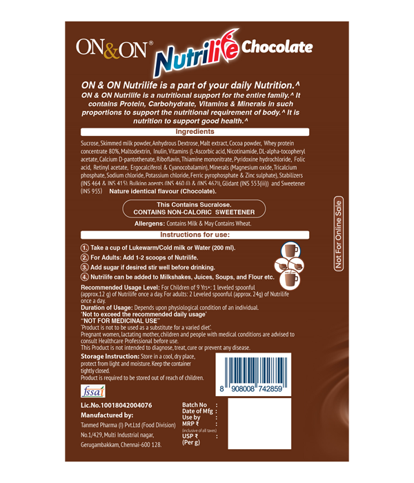 ON&ON Nutrilife Chocolate (750 g) - Image 2
