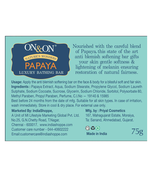 ON&ON Papaya Luxury Bathing Bar (75g) - Image 2